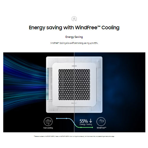 Samsung AC Cassette Inverter 4 Way Wind-Free 3 PK - Hitam - AC071FE4DKF/EA | AC071 FE4DKF